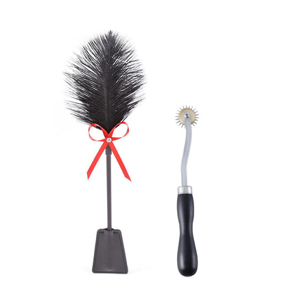 Feather tickler 2-in-1, SM sex toy, sex toy feather flirting feather tickler paddle crop soft whip, pinwheel flirting for couple exquisite