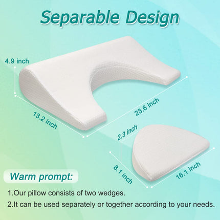 Mybow Decubitus Wedge Pillow for Bedsores, Positioning Wedges, Medical Pillows for Side Sleeping, Pressure Ulcers, Inclined Foam Wedge for Post-Surgery, Bedridden Elderly (White)