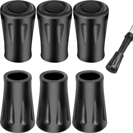 KINDOYO Rubber Walking Stick Caps - 6 Pieces Replacement Caps for Walking Sticks, Hiking, Trekking Poles