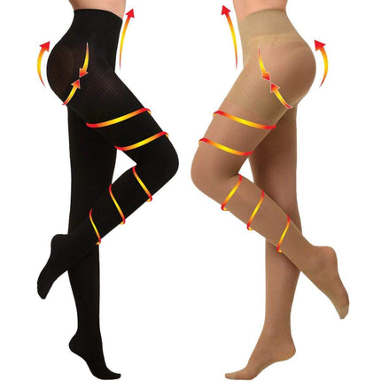 YISEMEYA 2 Pairs Medical Compression Stockings Women Long, 20-30 mmHg Support Stockings Women, Opaque Toe Wrap Compression Tights Women, Great Support for Varicose Veins, Edema