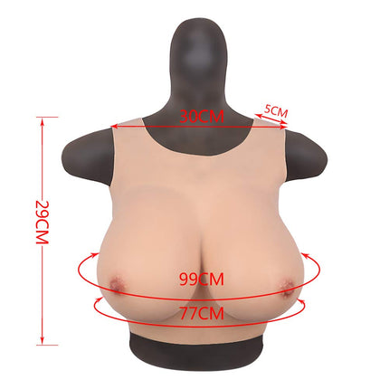 FHUILI Crossdressers Silicone Breast Forms - Round Collar Design Silicone False Breasts - Lifelike Fake Breasts for Crossdressing Transvestite Cosplay, G Cup,A