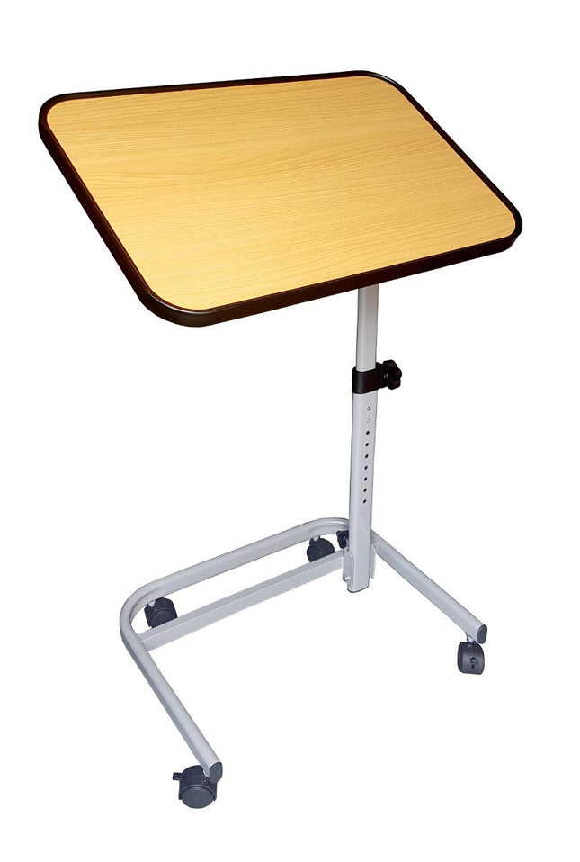 FabaCare RMF side table, height-adjustable bedside table on casters, very stable, table for bed with incline, foldable, angle adjustable, brown