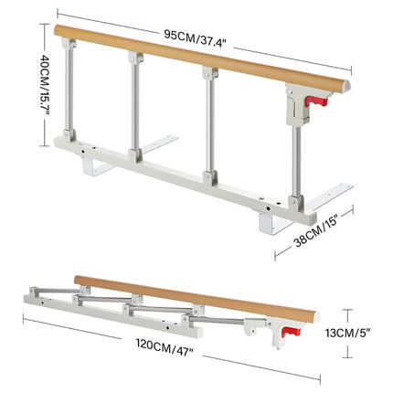 Gdmokle Bed Rail for Elderly, Foldable Bed Railing, Sturdy Metal Guard Assist Handle for Adults, Home Care, Hospital, 95x40cm