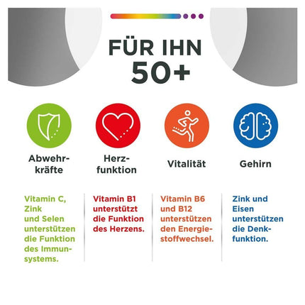 Centrum For Him 50+, 30 tablets - High-quality dietary supplement specifically for men over 50 for a complete daily supply of micronutrients - Packaging may vary