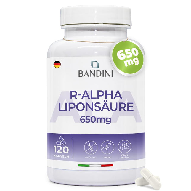 Bandini® Alpha Lipoic Acid 650 mg Depot | 120 high-dose vegan capsules | Natural antioxidant | High bioavailability | Helps with inflammation | 4-month supply | Laboratory-tested