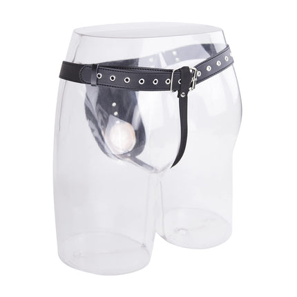 SUPKTHDY Men's Wetlook T-Back G-String Crotchless Lingerie Leather Underwear Mini Briefs Open Crotch Panties Adjustable Belt with Buckle Sexy Panties Clubwear