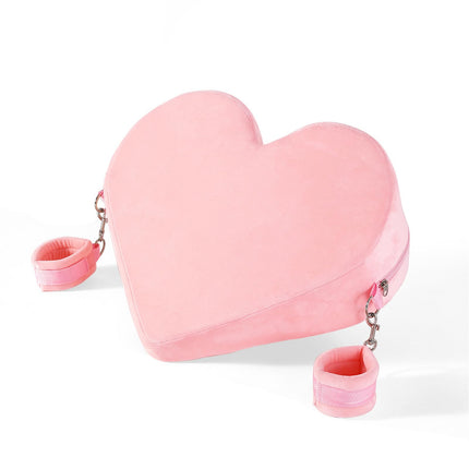 Soarvlorfy Sex Heart Wedge Pillow Sex Furniture Lumbar Pillow with Handcuffs Bondage Multifunctional Sofa Bed Sex Pillow Adult Game for Couples Erotic Extreme Restraints Sex Toy, Pink