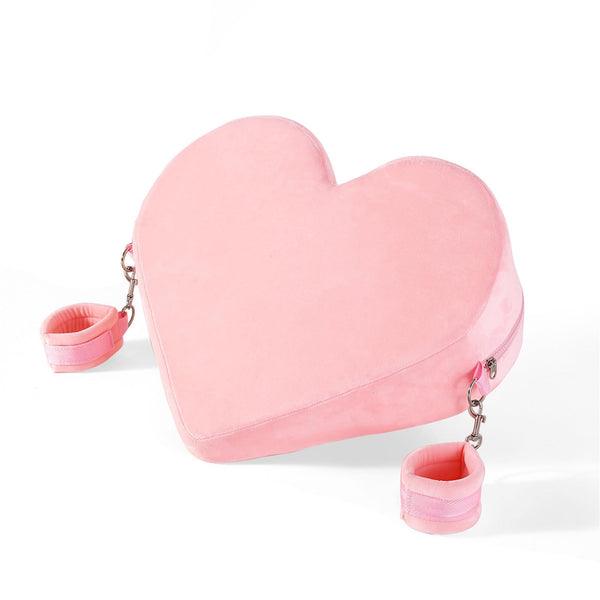 Soarvlorfy Sex Heart Wedge Pillow Sex Furniture Lumbar Pillow with Handcuffs Bondage Multifunctional Sofa Bed Sex Pillow Adult Game for Couples Erotic Extreme Restraints Sex Toy, Pink