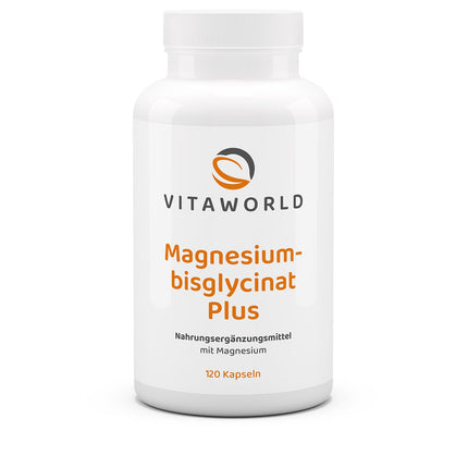 vitaworld Magnesium Bisglycinate Plus, 333 mg pure magnesium per daily intake, Vegan, 120 Capsules
