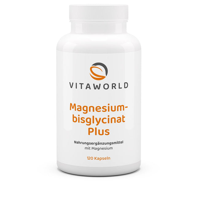 vitaworld Magnesium Bisglycinate Plus, 333 mg pure magnesium per daily intake, Vegan, 120 Capsules
