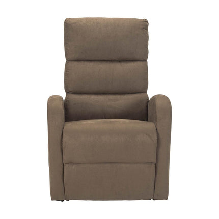 Sime LU-2 electric TV chair for seniors with 2 motors, independently adjustable backrest and footrest, 4-wheel kit, non-deformable seat, microfiber recliner with stand-up aid, brown