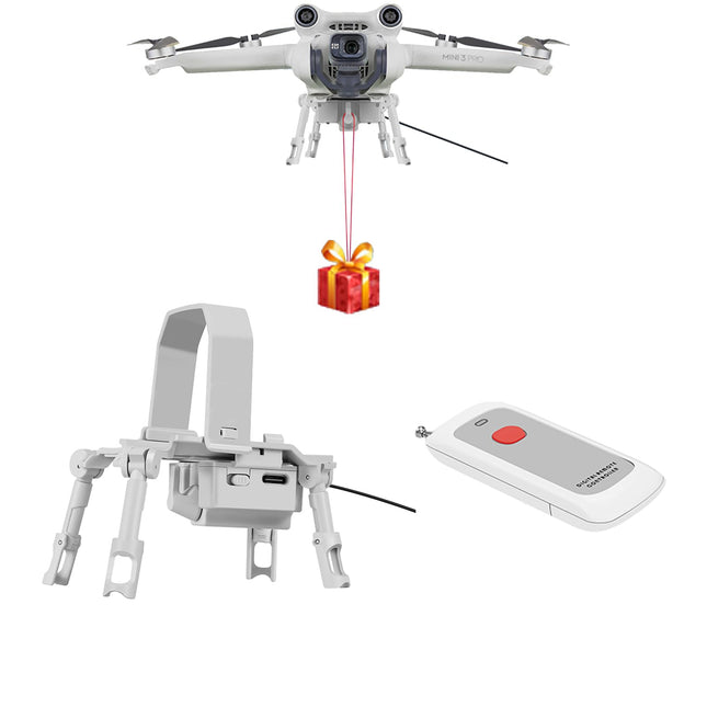 LICHIFIT Drone Airdrop System Universal for DJI Mini 3 Pro/Mini 3 - Compatible, Payload 200g, Remote Control 1000m, Light Gray