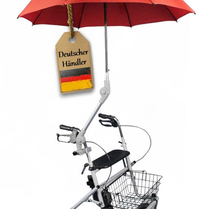FabaCare Rollator Umbrella Protector, Umbrella for Rollators, Umbrella with Holder, Red