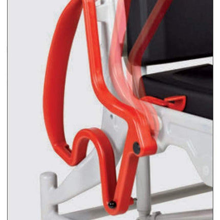 FabaCare Bonn toilet wheelchair, made in Germany, premium toilet chair, mobile toilet wheelchair, with bucket, up to 130 kg, grey-blue