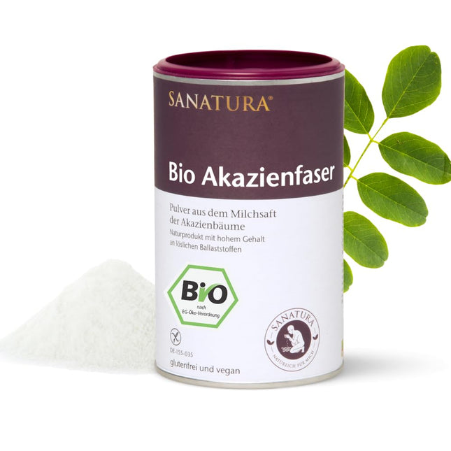 Sanatura Acacia Fiber Powder Organic – 180 g – valuable fiber source from acacia fiber – soluble fiber – vegan, gluten-free and fructose-free – well tolerated