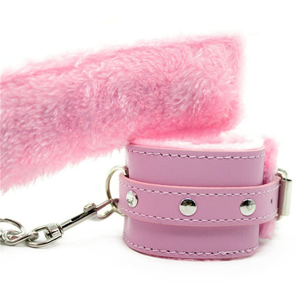 Hanyi PU Leather Handcuffs SM Sex Restraints Sex Toy for Couples (Pink)