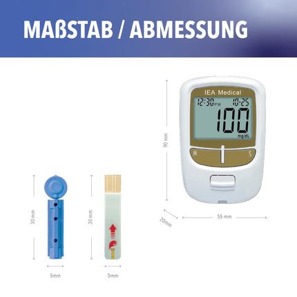 IEA Medical Blood Glucose Meter | Blood Glucose Meter Set with Test Strips | Glucose Meter | Diabetes Test | 50 Test Strips &amp; 50 Lancets