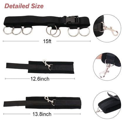 BDSM Sex Bondage Sets, Bed Restraints Handcuffs Blindfold, Hallowa Bondage Set Restraint Rope Extreme Bed Restraints Great for Couples Women Toys