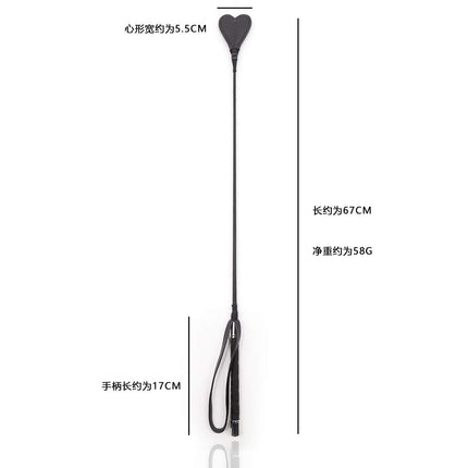 Black Heart Leather Whips, Sex Whip Flogger with Handle and Hanging Rope Bull Whip Riding Crop Spanking Toy Accessories Erotic SM Toys for Couples SM Role Play
