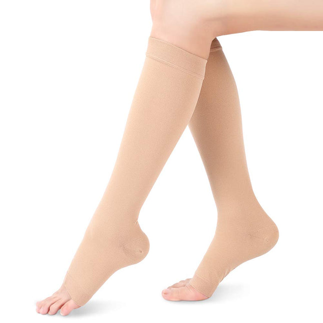 Medical compression stockings 20-30, calf compression stockings with foot compression sleeves class 2 support stockings with gradient compression for varicose veins (similar skin color, XL)