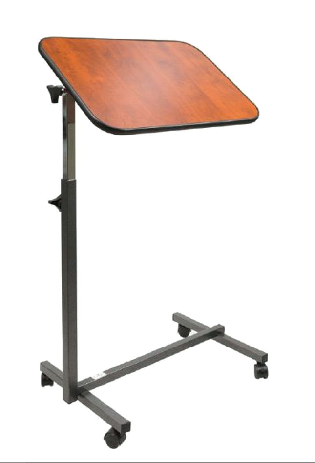 FabaCare Nova side table, height-adjustable bedside table on castors, table for bed with inclination, Easy to Clean special coating, walnut