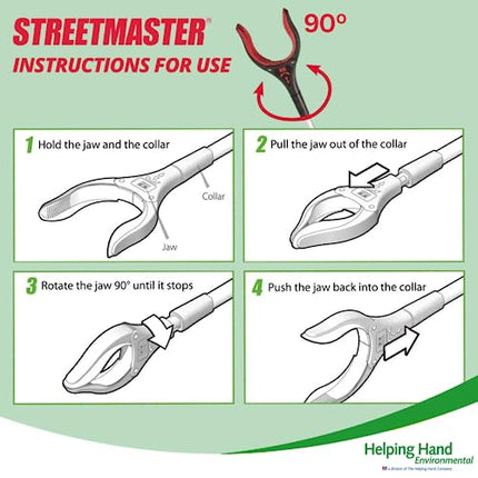 The Helping Hand Company Streetmaster PRO Extra Long Trash Picker for Adults, Multi-Purpose Grabber with Rotating Head, Easy Grip, Lightweight Trash Grabber, 127 cm