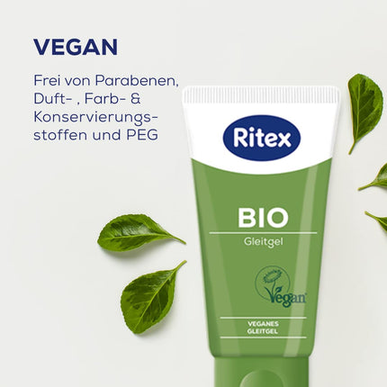 Ritex BIO lubricant, 50 ml, vegan and cruelty-free, free from fragrances and dyes, PEG, parabens, and other preservatives, Made in Germany