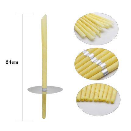 20 ear candles made of natural beeswax, perfume hollow cone candle with 10 protective discs (20)