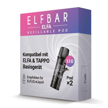 Elfbar ELFA Empty Pods for refilling Refillable Pods Self-filling - 2 pieces per pack, 2ml each - without nicotine - without liquid