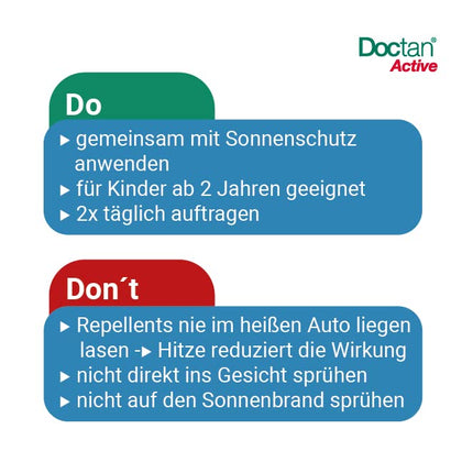 Doctan® Active Spray – up to 12h protection against mosquitoes, ticks, biting flies, malaria prophylaxis, yellow fever, 100ml