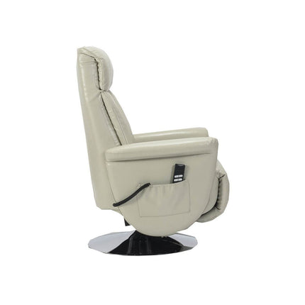 Sime MT-P2 ADJUSTABLE electric recliner with 2 motors, independently adjustable backrest and footrest, steel base, swivel chair, beige leather