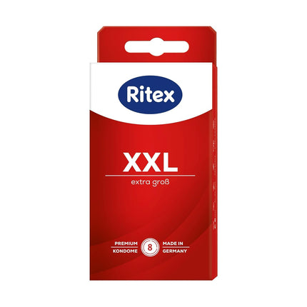 Ritex Condoms XXL – Extra large condoms (8 pieces) for more comfort and intense sensation, condoms with extra lubricant – vegan condoms, dermatologically tested, Made in Germany