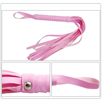 Vielretude 44cm PU Leather Whip Sex Spanking Riding Tassel Whip BDSM Role Play Couples Roleplay Flirt Sex Toys (Pink)