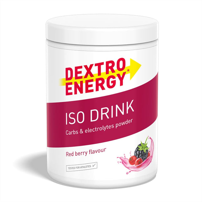 Dextro Energy, Iso Drink Electrolyte Sports Drink Powder, Red Berry, With Sodium, Magnesium, Potassium, Chloride, for fast energy, 440g