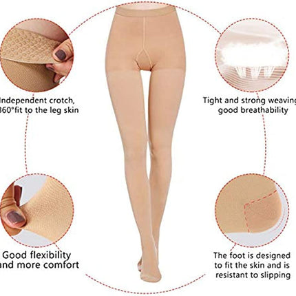 YISEMEYA 2 Pairs Medical Compression Stockings Women Long, 20-30 mmHg Support Stockings Women, Opaque Toe Wrap Compression Tights Women, Great Support for Varicose Veins, Edema