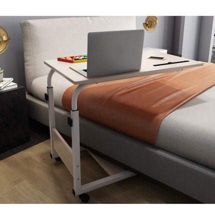 Adjustable bedside table with lockable wheels – movable rolling tray for bedridden elderly people, reading, eating – height-adjustable bedside table