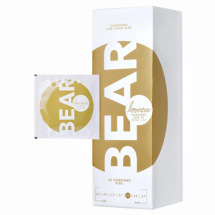 Loovara Condoms with Lubricant 42 Pieces - Size XL 60 mm - Condoms for more fun and pleasure during sex - Vegan, Fair Rubber, Transparent-Natural Colors with Reservoir - XXL Box