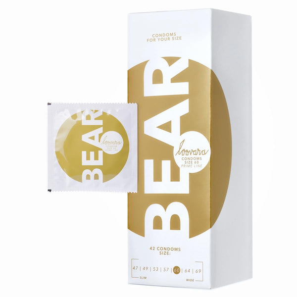 Loovara Condoms with Lubricant 42 Pieces - Size XL 60 mm - Condoms for more fun and pleasure during sex - Vegan, Fair Rubber, Transparent-Natural Colors with Reservoir - XXL Box