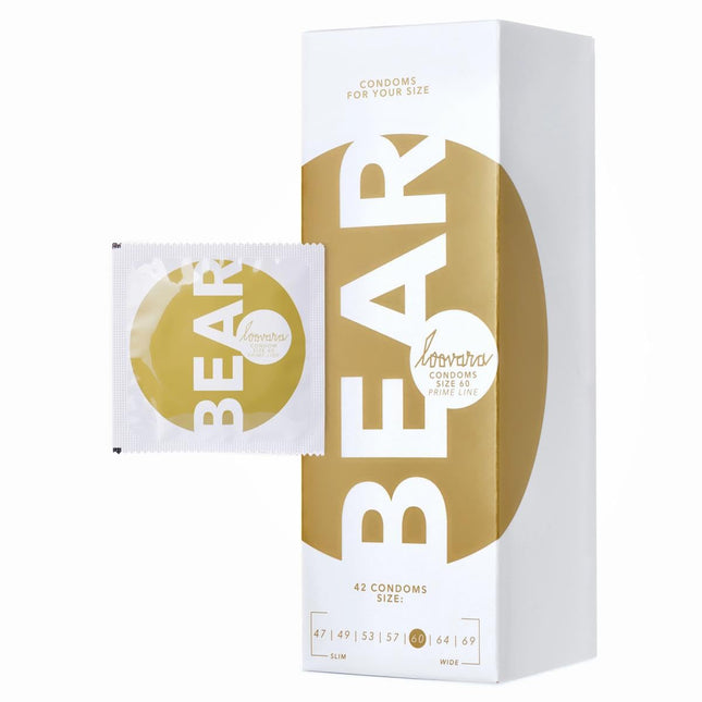 Loovara Condoms with Lubricant 42 Pieces - Size XL 60 mm - Condoms for more fun and pleasure during sex - Vegan, Fair Rubber, Transparent-Natural Colors with Reservoir - XXL Box