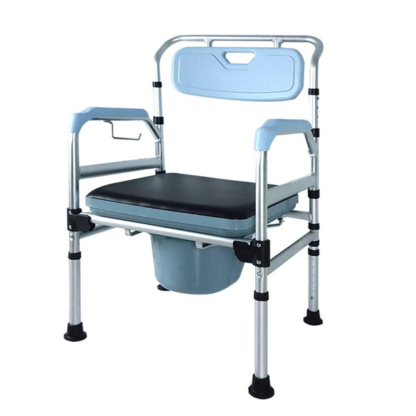 Froadp Height Adjustable Commode Chair Anti-Slip Toilet Chair Commode Shower Bathing Aid Shower Chair with Armrest Backrest and Toilet Bucket