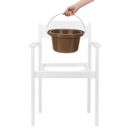 MaJSL Hygienic Commode Chair DUHA Made of High-Quality Wood Removable Bucket with Lid Certified Toilet Aid (White)