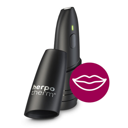 herpotherm neo for cold sores, works with concentrated heat, the original herpes pen, quick relief at the touch of a button, up to 200 applications possible with one set of batteries