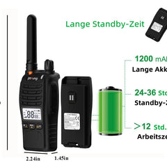pofung PT88 PRO Professional License-Free PMR446 Portable Rechargeable Walkie Talkie, 16 Channels, LED Screen, Flashing Alarm, TOT, CTCSS/DCS, VOX and USB (Camping, Adventure) (2 Pack)