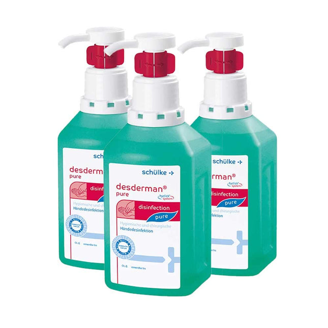 3x 500 ml Schülke Desderman Hyclick hand disinfectant