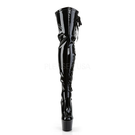 Higher Heels PleaserUSA Overknee Boots Adore-3050 Patent Black Size. 39