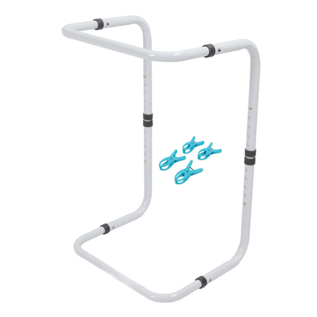 Foot Blanket Lifter, 25.2-26.8 inch Height Adjustable Bed Cradle for Feet, Foot Tent Blanket Support Holder with 4 Clips for Legs, Knees, Ankles, Post-Surgery, Arthritis