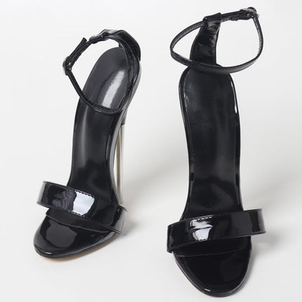 PROMI High Heels 18CM Stiletto Heels Black Metal High Heel Sandals-black||39