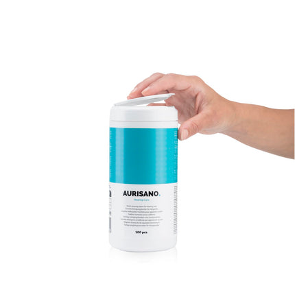 AURISANO Hearing Aid Cleaning Wipes – 100 Hearing Aid Cleaning Wipes in Dispenser Box – Earwax Remover – Hearing Aid Cleaner – Hearing Aid Accessories – for your hearing aid, hearing amplifier or hearing protection