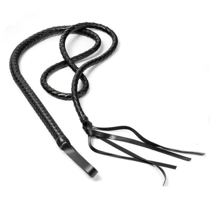 TNSRAY Black Genuine Leather Whip, 1.9 m Long, Riding Crop, Indiana Jones Style Bullwhip, Black Genuine Leather Whip, Play Whip for Bedroom, BDSM Play Whip