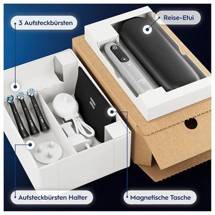 Oral-B iO Series 6 Plus Sensitive Edition Electric Toothbrush, PLUS 3 brush heads, 5 brushing modes for dental care, travel case, Designed by Braun, grey opal